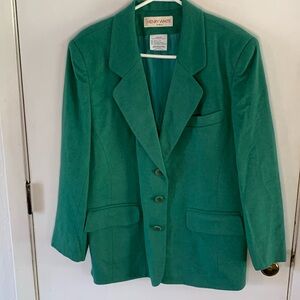 Henry White vintage green wool, angora and cashmere classic blazer Size 14